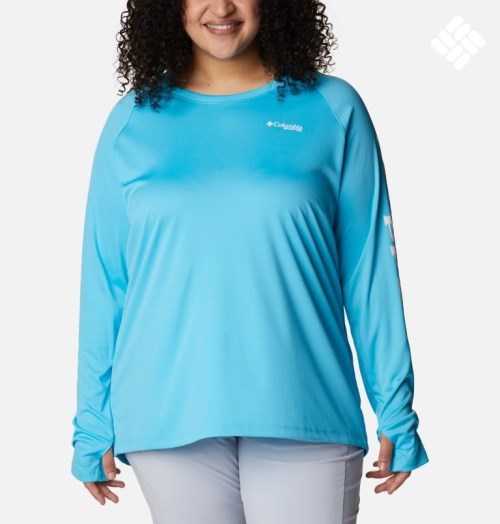 Hanorac Cu Gluga Columbia PFG Tidal Tee Dama Albastri | Plus Size CO1Z807AS